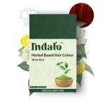 Indalo Herbal Based Wine Red Hair Colour with Amla, Henna and Brahmi, Ammonia Free, Glossy & Long Lasting for Men & Women - 100gm
