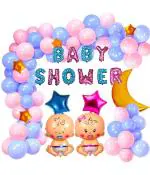 GROOVY DUDZ Baby Shower Foil Colorful, Star Foil Balloon with Moon Decorations Item Combo Set(50Pcs)