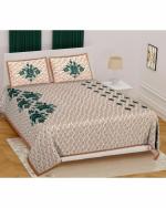 Home@Shop - 144 TC Brown Printed Cotton Double Bedsheet with Pillow Cover (235 x 210 cm)