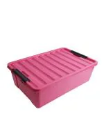 Lock & Lock Pink Plastic Inplus Easy Clip Multipurpose Storage Box 30 L