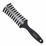 Scarlet Line Professional 7 Rows Curved Shape Ball Tip Bristles Small Air Vented Flat Hair Styling Brush with Plastic Handle For Men n Women_Black