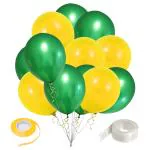 Zyozique Metallic Green & Yellow Balloons with Ribbon & Glue Dot for Birthday Decorations (Pack of 27)