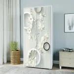WallWear - Almirah Sticker (White Jasmine Almira) | Self Adhesive Sticker | Wallpaper & Wall | Door Skin Sticker PVC Vinyl (213x 99) cm for Home Decoration