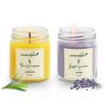 Aromahpure Scented Candles (55 Hours) (100% Natural Wax)- Handcrafted |Smoke-Free |Thai Lemongrass- Lemongrass, Joyful Lavender- Lavender Fragrance Candles for Home. (Pack of 2)