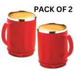 pelton Coffee/Tea/Milk Mug Lid Cup Unbreakable Insulated Wall Spill Proof Plastic Steel (pack of 2)