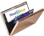 StealODeal Pink Water-Resistant Stainless Steel Metal Debit Credit Business ATM 6 Card Holder