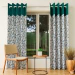 Curious Lifestyle Green Floral Polyester Window Curtain 152.4 x 121.9 cm (pack of 2)