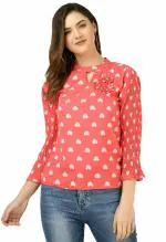 XIANCO fashion Girls top Printed Flowers Design Red