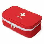Inditradition Emergency First Aid Kit Pouch (Empty) | Multi-Layer Travel Medicine Pouch, 23x13 CM (Red)