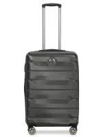 DELSEY PARIS AIR ARMOUR 78 CM 4 DOUBLE WHEEL CABIN BLACK EXPANDABLE HARD SUITCASE