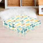 Faburaa Aura Printed Floor Sitting Box Square Cushions for Living Room (Pineapple, Size - 20 X 20 Cm)