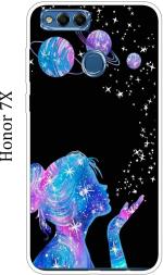 BeauCase Honor 7X Black, Blue Silicon Grip Case Back Cover