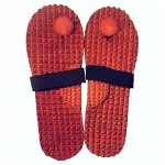 Indigenous Wooden Brown Wood, Elastic Strap, Rubber Sole Therapeutic Health Care Slippers for Men and Women