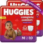 Huggies Complete Comfort Wonder Pants, with 5 in 1 Comfort, Combo Pack of 2 Pant Diapers - M (100 Pieces)