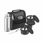 pexpo Steel Meal Box Ultra With 750 ml Chromo Water Bottle And 1 Spoon 3 Containers Lunch Box (1950 ml)