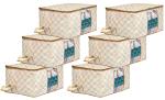 Kuber Industries Beige Fabric Wardrobe Organizer With Transparent Window (Pack Of 6)
