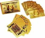HomeeWare Gold Plated Poker Playing Cards, Classic PVC Poker Table Cards (54 Cards