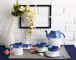 Caffeine Blue Ceramic Tea Sets (Pack Of 15)