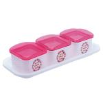 Trueware Pink Plastic Storage Container - 500 Ml (Pack of 3)