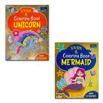 BOOKFORD Enchanting Sticker And Coloring Book For Kids (Set Of 2) - Sparkle With Unicorns & Dive Into Mermaid Adventures