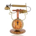 THE KUTIR Vintage Metal Telephone with Clock - Retro-Inspired Decorative Desk Clock and Phone Combo_(Size : 25.4x15.24x21.59Cms) - SKU02202454