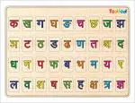 TodFod Wooden Hindi Alphabets Puzzle Toy for Kids & Children, Hindi Consonants with Knob, Multicolor Pictures, Educational and Learning Boards