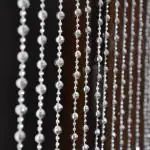 Pindia Round Fancy Sparkling Door Window String Beads Thread Rod Room Hanging Solid Silver 7 x 4 Ft