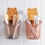 VMITRA Wall Mounted Teddy Bear Self Adhesive Toothbrush Holder for Brush, Comb, Toothpaste, Cream for Bathroom Wash Basin No Nails No Drills (Pack of 2)