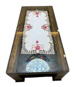 MONKDECOR Beautiful Embroidery Design Center Table Runner (Size-15x33 Inches) Satin Embroidery D6
