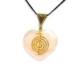 Astroghar Rose Quartz Cho Ku Rei Reiki Symbol Engraved Alloy Stone Pendant For Men And Women