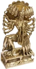 Brassaura Brass Mahakali Statue Religious And spirituality home Décor And Gift Items Decorative Showpiece - 34 cm (Brass, Gold)