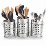 Quality Cops Stainless Steel Spoon Stand Set of 3 | Cutlery Holder with Stand Set of 3 (Silver)