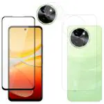 Vatsin EDGE to EDGE [Black] [9H] Tempered Glass & Back Screen Guard [Transparent] and Camera Lens Protector (Not Tempered Glass) combo For ViVO T3X 5G