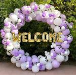 SPECIALYOU.IN Welcome Decoration kit with White and Pastel Purple Balloons for decoration, Welcome home decor kit, welcome back decoration combo, White and Purple balloons for decoration - 63 Items