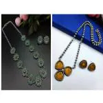 Royale Diva Premium Quality Stone Work Oxidised Peacock Pendent With Earrings and Necklace Of Monalisa Stones Silver Look aLike Replica With Oxidised Stud Earrings