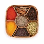 Plastic Dry Fruit Storage Box with Lid Plastic Square 7 Sections Multipurpose Masala Rangoli Dabba Box Set, Spice Box Set - Brown (Masala Box - 7 in 1)