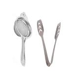 FIRST FRONT Stainless Steel Tea Strainer With Stainless Steel Momo Tongs & Multicolour, (Pack of 2) l Kitchen Tools l Essential Kitchen Tools l Tools l Kitchen l Utensils l Stainless Steel Tools l Steel Kitchen Tools l Metal Tools