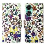 A D Enterprises Purple Pattern Flip Cover for Oppo 58 4G | Magnetic Case | Shock Absorbent | Flip Cover Oppo 58 4G