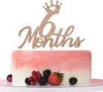 Zyozique Rose Gold Glitter 6 Months Cake Topper for Baby's Half Year Old Birthday Party, 1/2 Birthday, First Birthday, Baby Shower, Half Year Anniversary Party Decorations