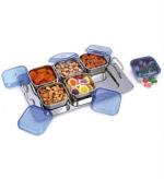 JVL Silver Stainless Steel Mini Designer Bowl Set 200ml (Pack of 6)