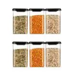 ZooY Smart 1100ML Square Plastic Unbreakable Food Container (Black, Pack Of 6)