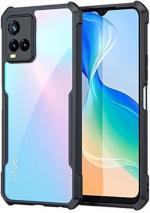 Rakulo Back Cover for Vivo Y21, Eagle Case Hard PC Back Transparent Shock Proof Rubberized Case (Black)