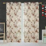 JARS Collections Set of 2 Net Sheer Brown Tissue floral Window Curtains(4x5 ft)