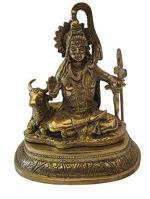 RHYTHM ENTERPRISE Vintage Style Hindu God Shiva Statue Figurine - Brass - MAHADEV (893)