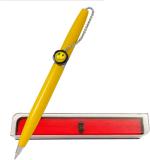 K K Crosi Blue Ink Aluminium Yellow Pen Smiley Magnetic Pocket Holder Ball Pen - Yellow