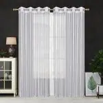 Homefab India 2 Piece Polyester Sheer Window Curtains - 5 feet, White