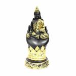 pujaNpujari Polyresin Buddha Statue (Standard, Black & Gold)
