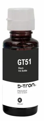 Dtron Refill Ink Dye Ink GT51 GT52 Ink Bottle Compatible with HP Ink Tank 115, 310, 315, 319, 410, 415, 419, 455, 500, 515, 530, 615, GT 5810, GT 5811, GT 5820 (Black(90ml))