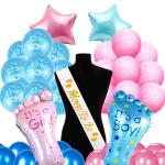 Party Propz Foil, Latex, Fabric Feet And Star Foil Balloons, Printed Balloons And Mom To Be Sash (Set Of 45)