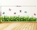Wallzone Grass & Colorfull Butterfly Multi Large Vinyl Wallsticker For Home Decoration(120 cm x 40 cm)